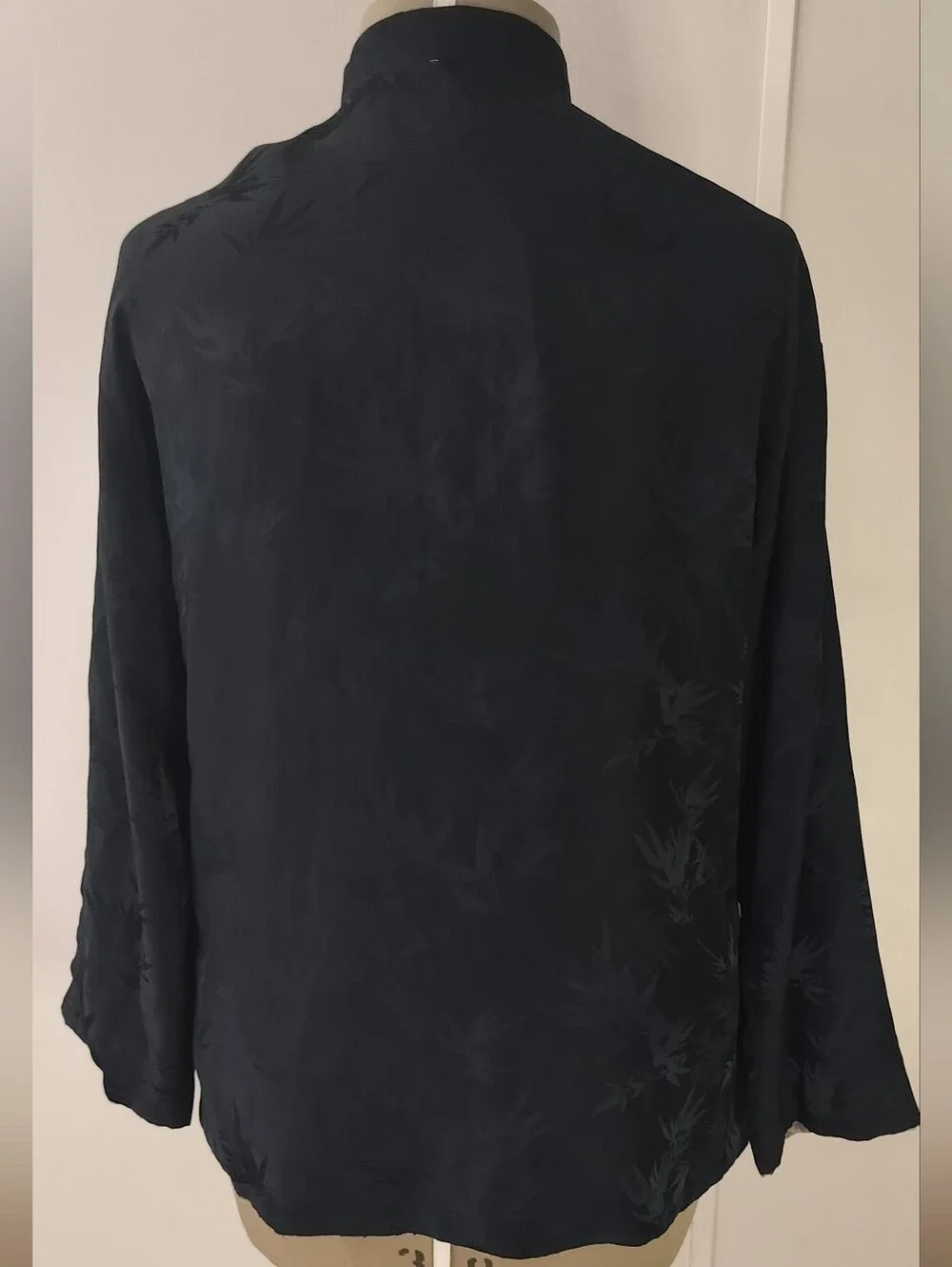 Chico's Beige Silk Tunic with Black Calligraphy Print